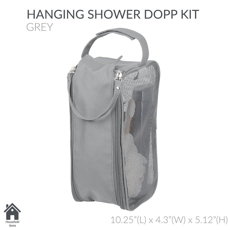 Simplify Hanging Mesh Toiletry Bag | Travel Organizer | Perfect for Dorm | Gym | Back to School | Shampoo | Shower Accessories | Grey - Image 2